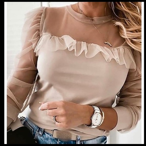 Tops - Lila Top. Adorable ruffle top with mesh detail.